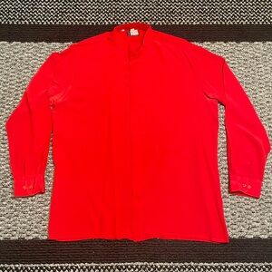 Vintage BOCCI Italy 100% Silk Shirt Button Up Women’s Sz XL Classic Crimson Red